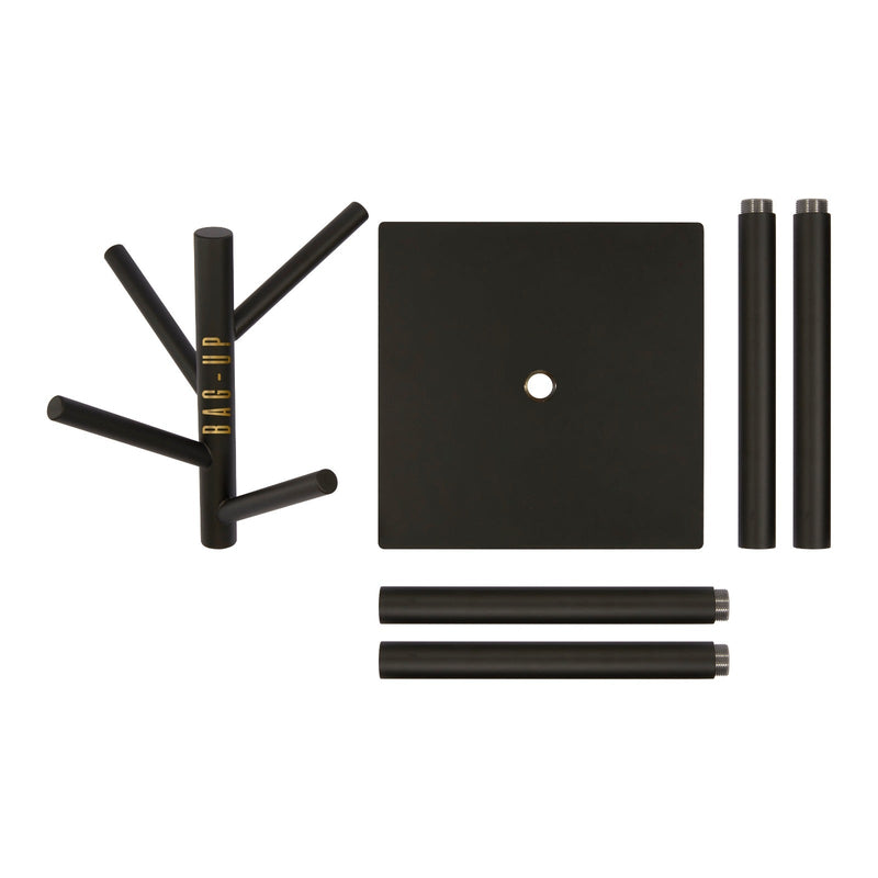 Bag-Up juego de altura de barra de hierro negro de 20 estantes para bolsas soporte para bolsas